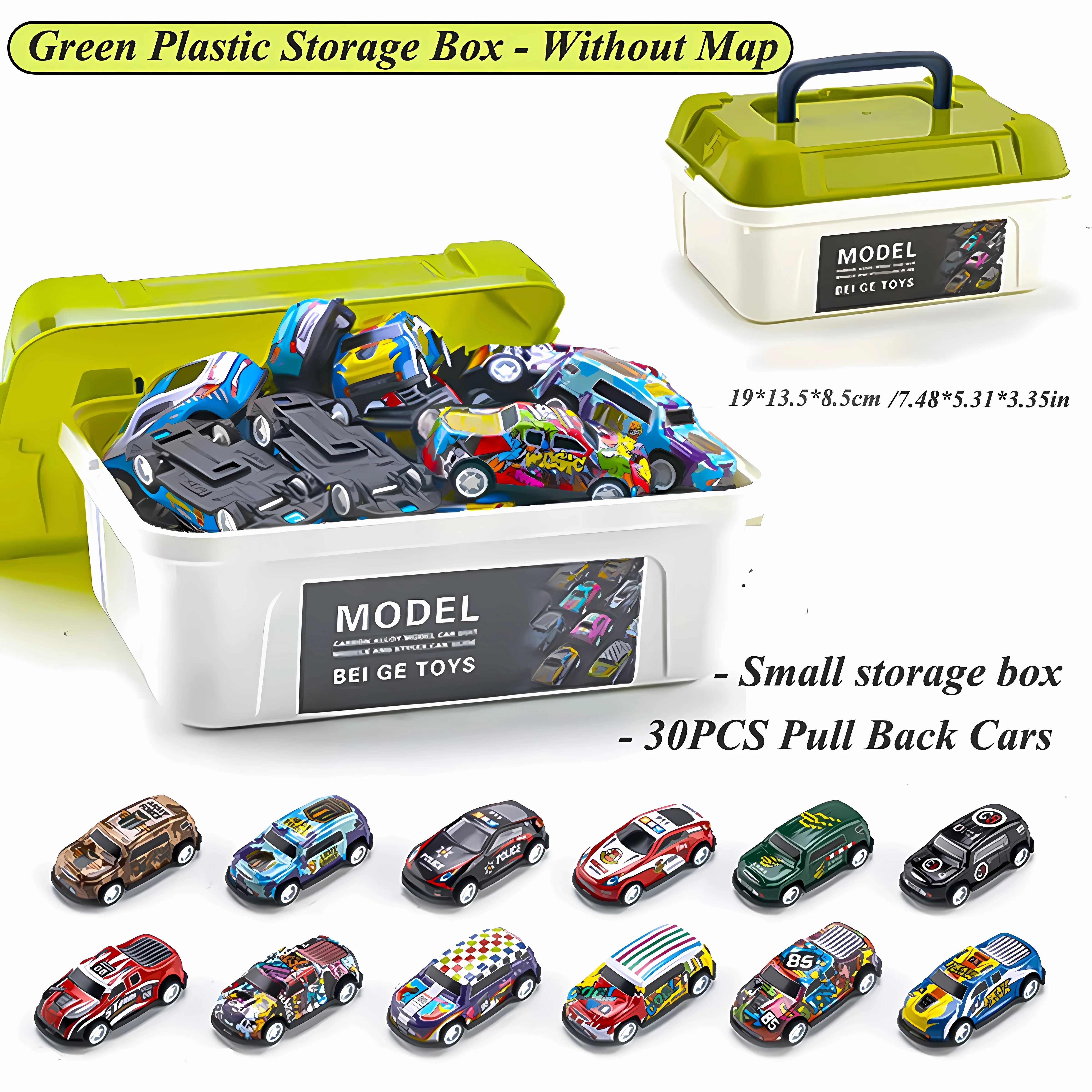 20-50PCS/Set Mini Car with Storage Box Pull Back Vehicle for Boy Model Toy Kids Play Cardboard/Plastic Container Birthday Gift