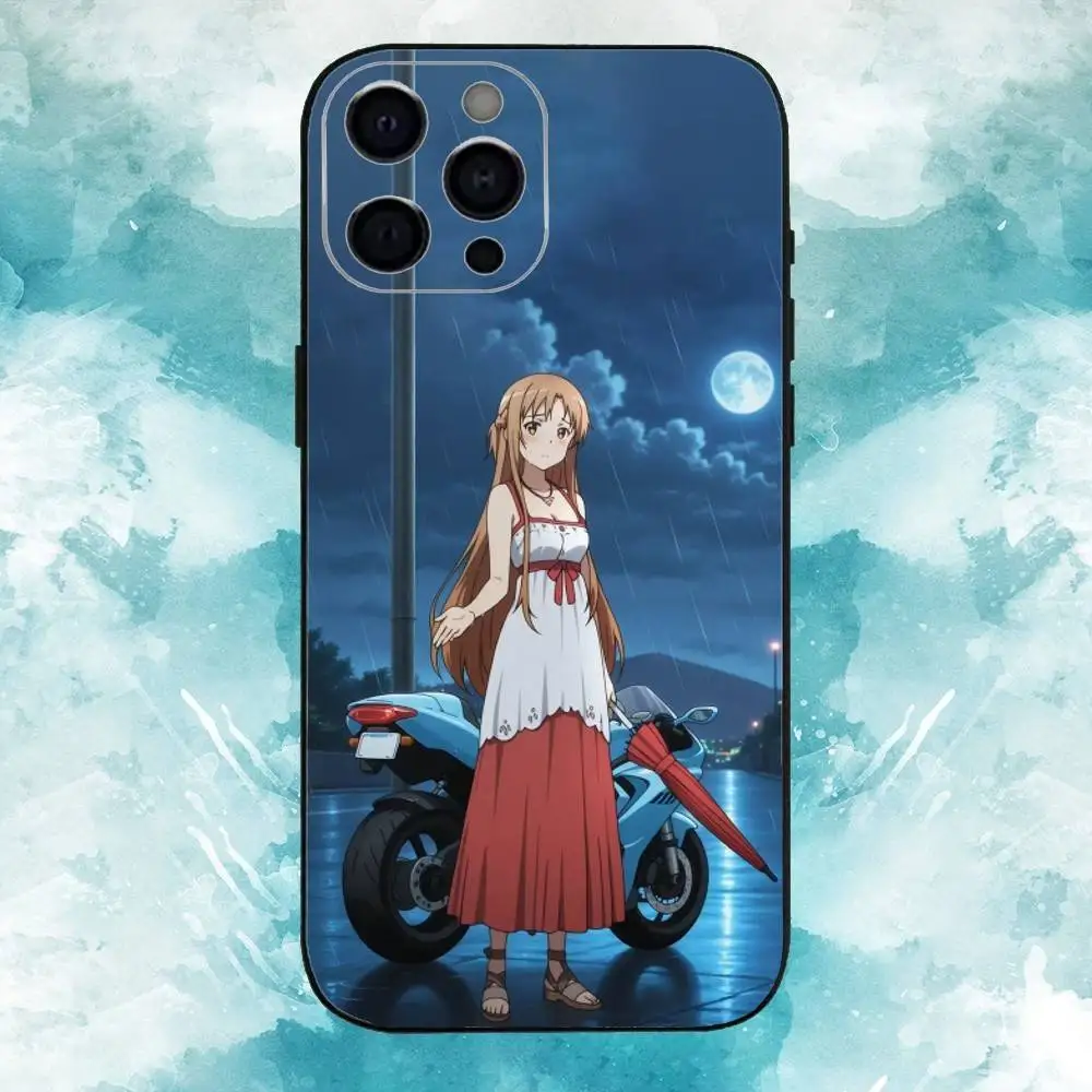 A-Asuna Anime Y-Yuuki Phone Case For iPhone17,16,15,14,13,12,11 Plus,Pro Max Soft Black Cover