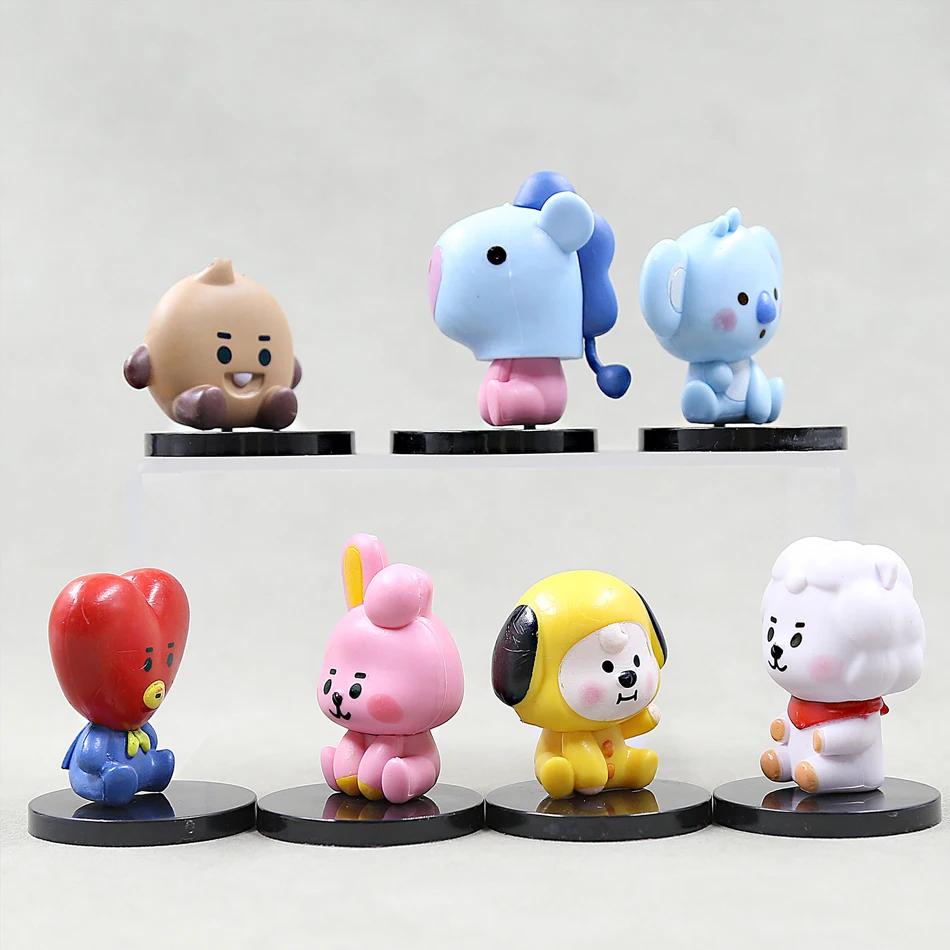 Bandai BT21 набор мини-фигурок 6 см 7 шт. Kpop Idol модель унисекс креативные настольные аксессуары идеальный подарок на день...