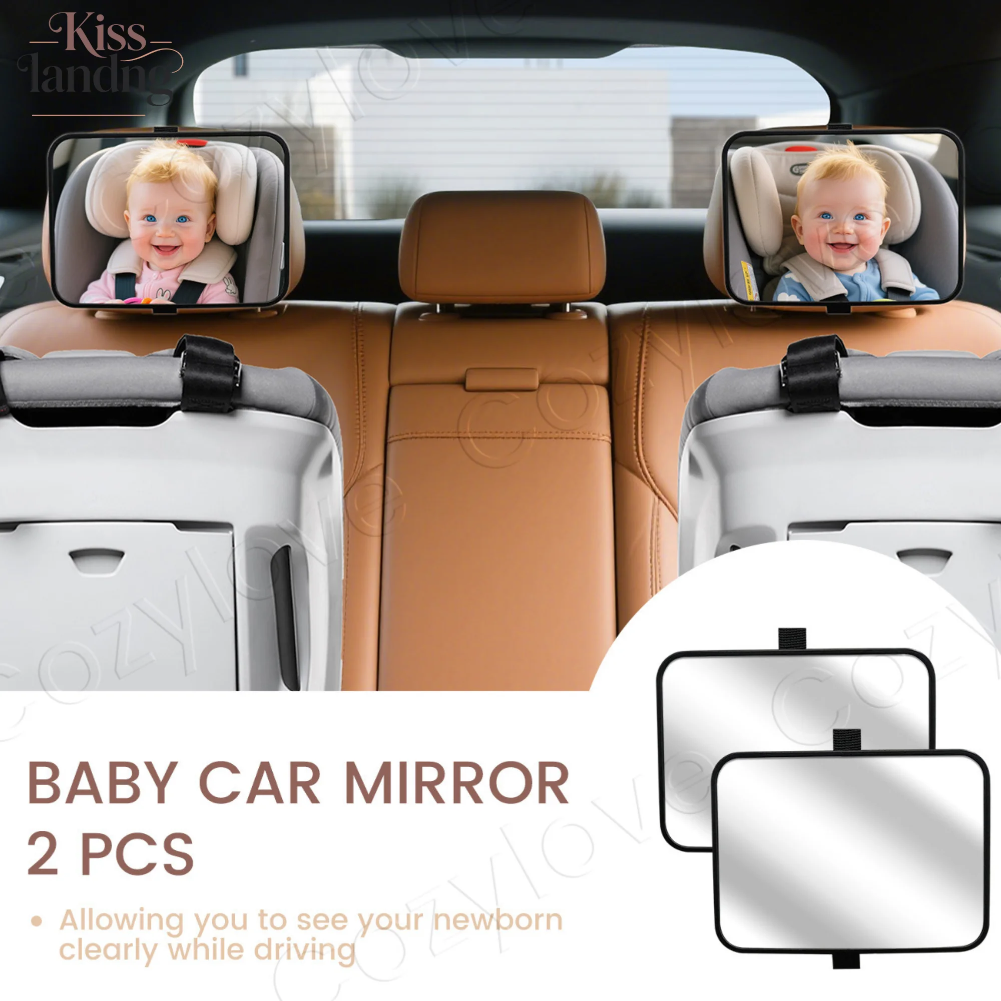 1/2 Pack Baby Car Mirror Adjustable Backseat Safety Mirror Shatterproof Infant Observation Mirror