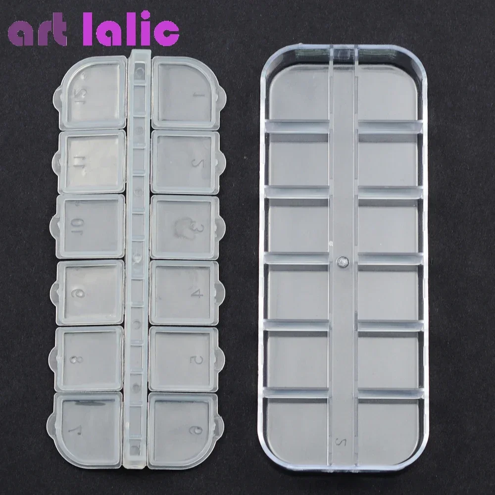 Transparent Plastic Storage Case for Nail Art Rhinestones Dried Flowers Earrings Jewelry Manicure Tools Empty Organizer Box