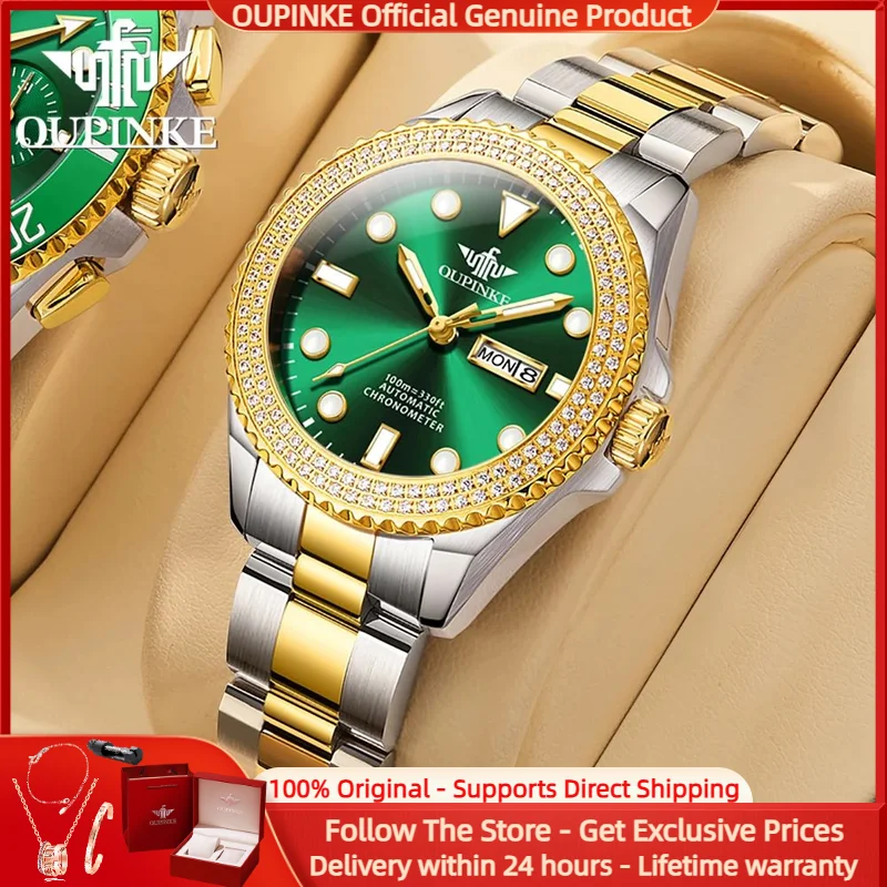 

OUPINKE 3205 All Diamond Women Watch Original Luxury Brand Automatic Mechanical Watch HD Waterproof Sapphire Women Dress Watch