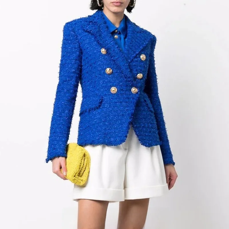 

Fashion Women's Suit Jacket Woolen Fringe Trim Slim Fit Versatile Autumn Winter Short Outerwear Ladies Premium
