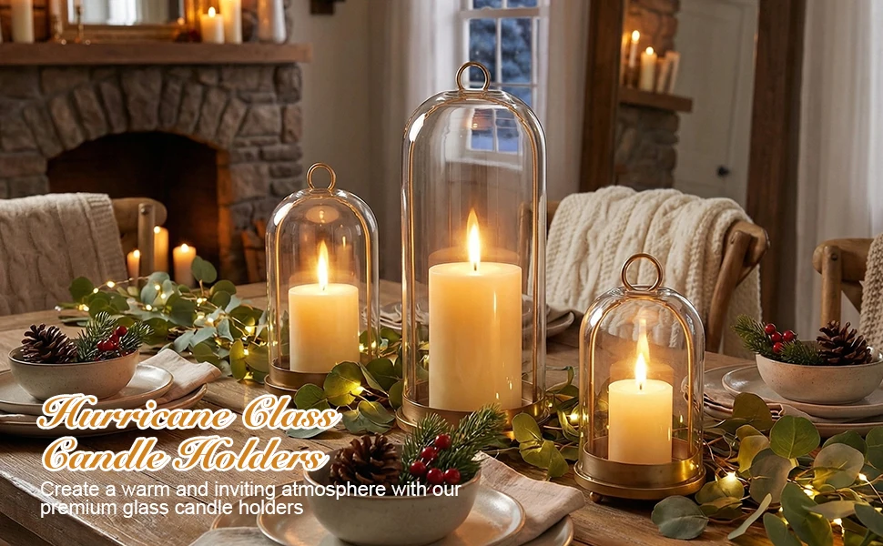 Hurricane Glass Candle Holders Set of 3-2