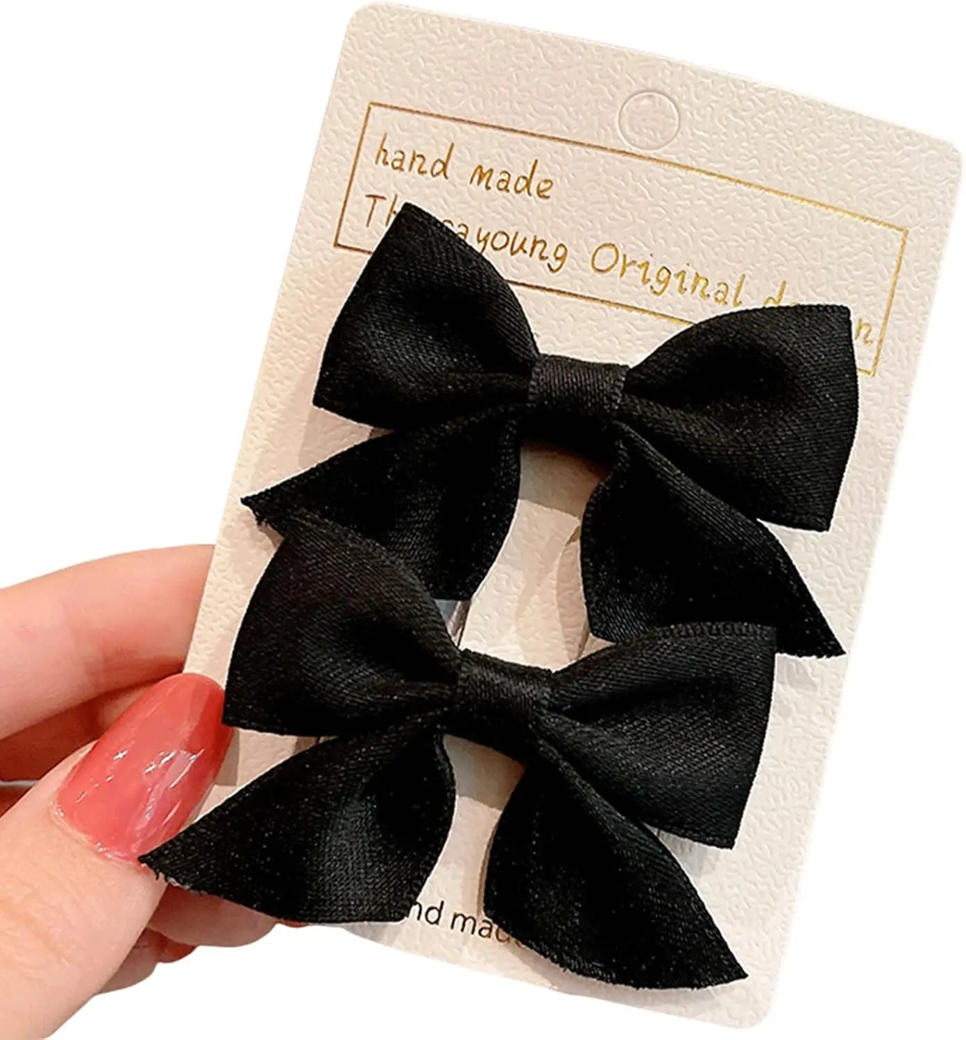 

2pcs Hair Bow Clips, Black Satin Bow Alligator Clips Non-Slip Barrettes for Women, Soft Ribbon Ponytail Cute Hair Accessories fo