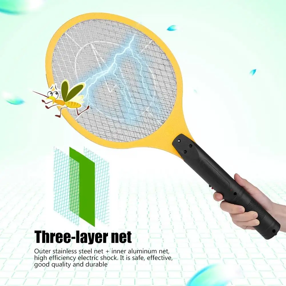 EU Plug Rechargeable Electric Mosquito Racket Killer Handheld Bug Zapper Swatter to Fry Flies and Insects Pest Control Supply