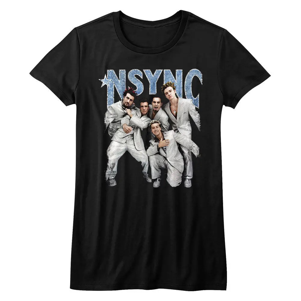 N Sync Boy Band Group Photo Women's Fitted T Shirt Dance Pop Music