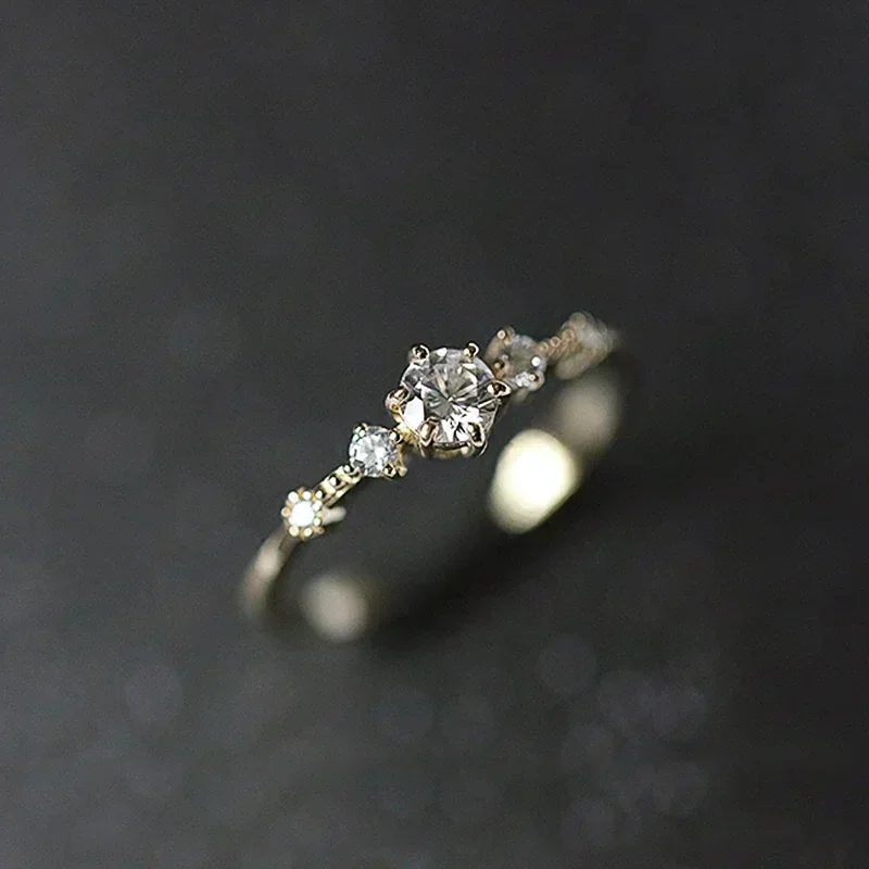 2026 New Women's Exquisite Thin Ring Silver/Gold Shining CZ Fancy Wedding Eternal Diamond Fashion Accessories Jewelry