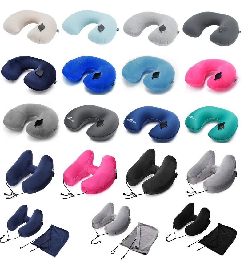 U-Shaped H-Shaped Inflatable Hooded Pillow For Travel, Nap Pillow, Outdoor Car, Long-Distance Airplane Neck Protection Pillow