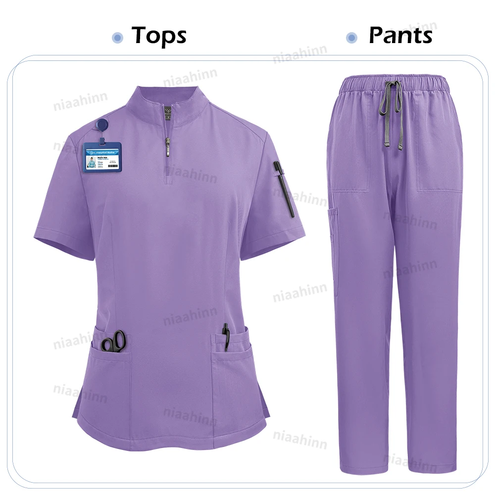 Niaahinn Scrub OP-Uniformen, medizinische Kleidung für Frauen, heißer Verkauf, mehrfarbig, Veterinärmedizin, Haustier, Krankenhaus, Zahnklinik, Arbeitskleidung – Detail 9
