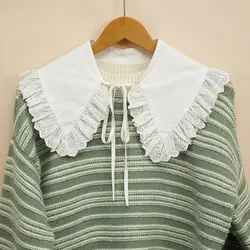 Lace Lapel Blouse Top Detachable Collar Shirt False Tie Women Vintage Fake Collar Shawl Floral Lace Clothes Accessories