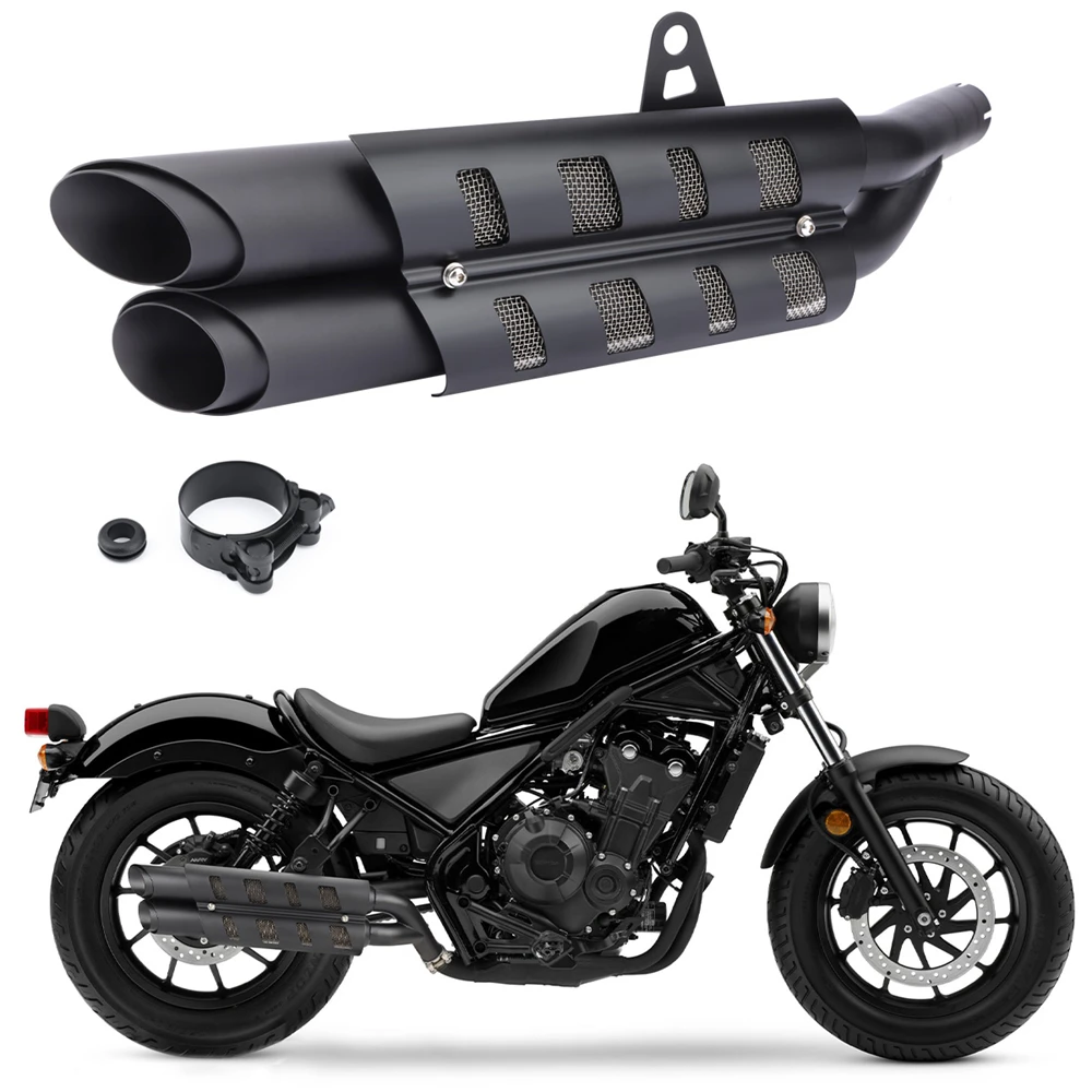 

Motorcycle Exhaust Slip-on Muffler Pipe Tube with Heat Shield Cover Kit for Honda Rebel CMX 1100 2017-2025