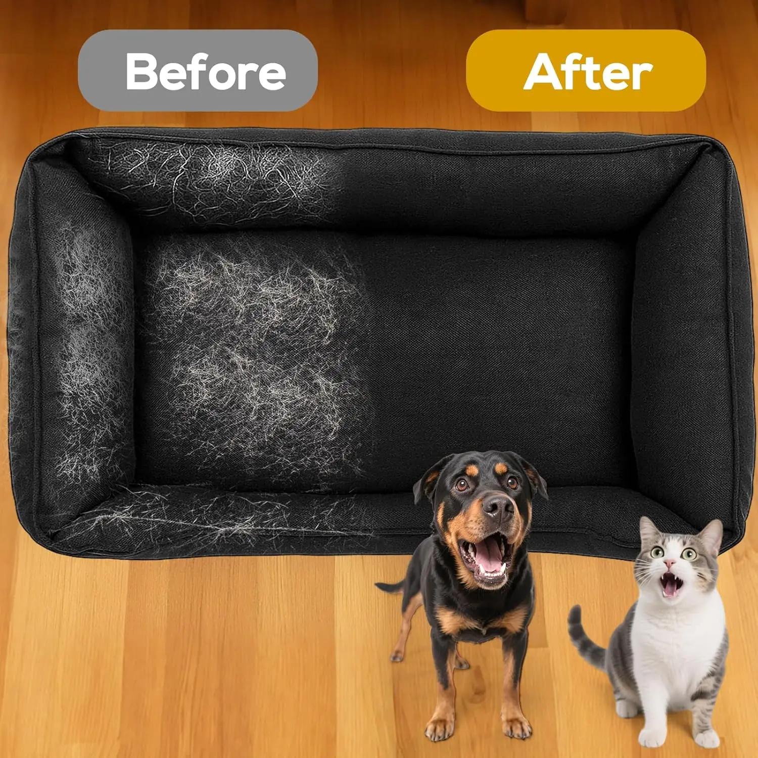 Pet Hair Removal Glove - 2 Pack Pet Hair Remover Glove, Electrostatic Gloves Pet Hair Lint Rolls into Strips, Dog and Ca