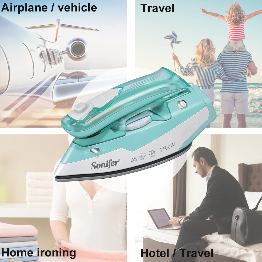 Steam Iron portable Foldable handle 1100W Household Fabric Electric Iron Ceramic soleplate Fast-Heat For Clothes Ironing Sonifer