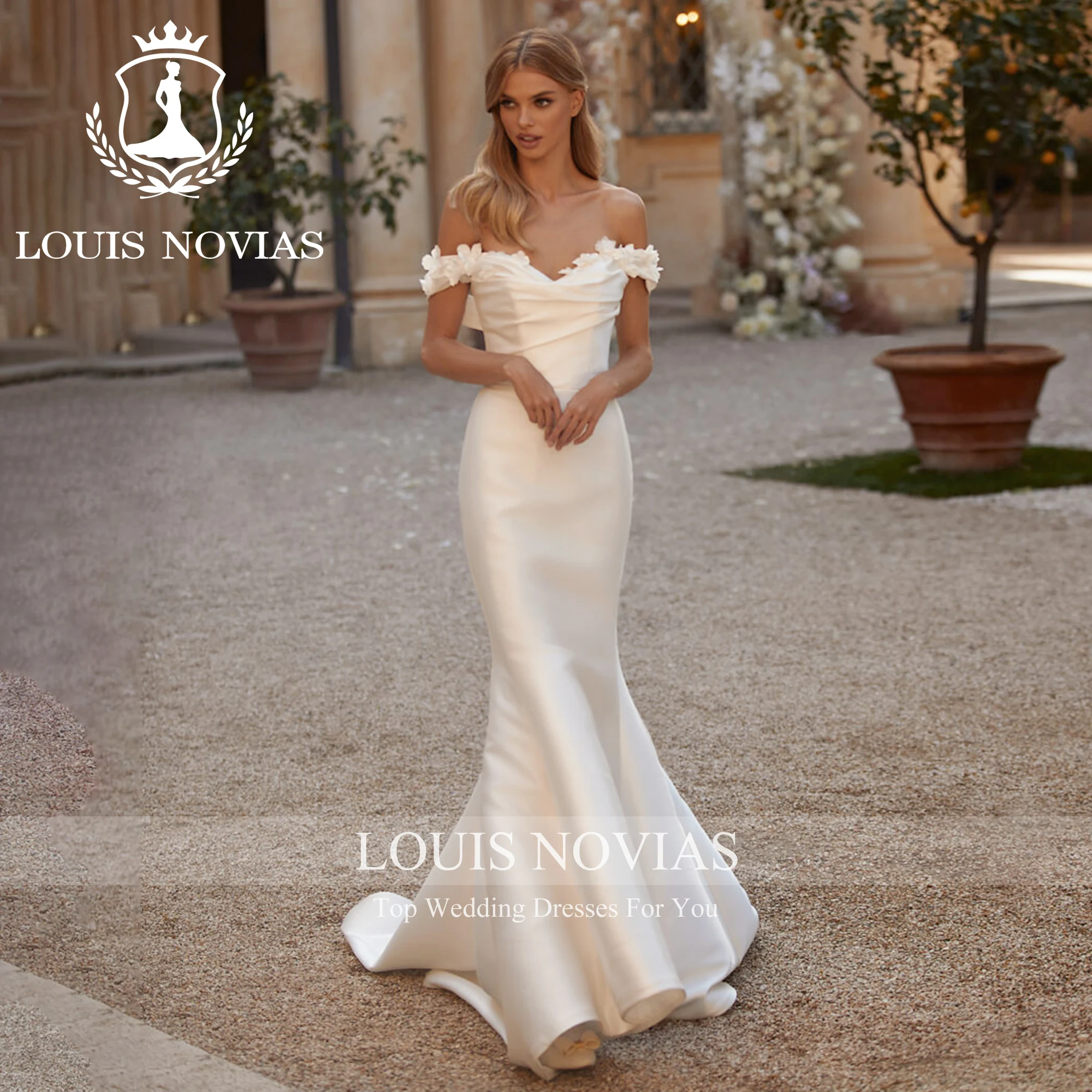

LOUIS NOVIAS New Arrival Wedding Dress Sexy 2 IN 1 Sweetheart Flowers Detachable Train Trumpet Wedding Gown Vestidos De Novia