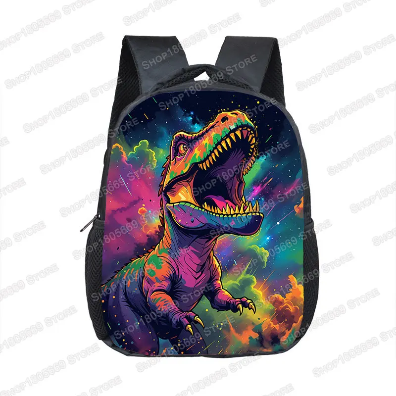 12 Inch Cute Dinosaur Print Backpack for 2-4 Years Old T-rex Skeleton Kids School Bag Kindergarten Girls Toddler Bookbags Gift