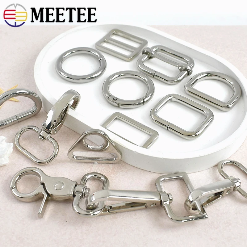 

10Pcs Metal Buckles 20-38mm Bag Strap Connector O Ring Tri-Glide Slider Snap Hook for Pet Collar Hooks DIY Hardware Accessories