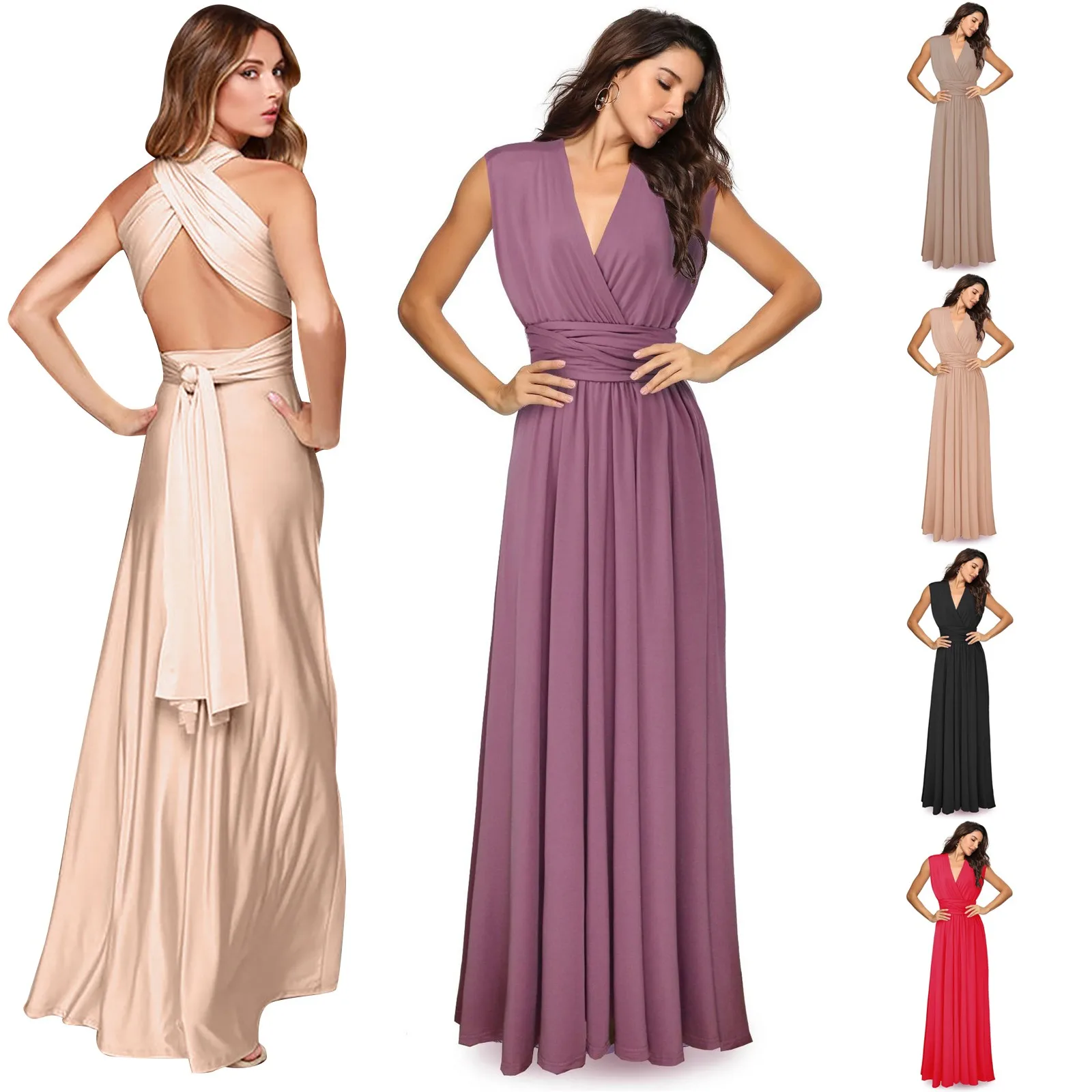 Vestido largo de vendaje para mujer, traje Sexy, bohemio, Convertible, multiposición, para damas de honor y fiestas