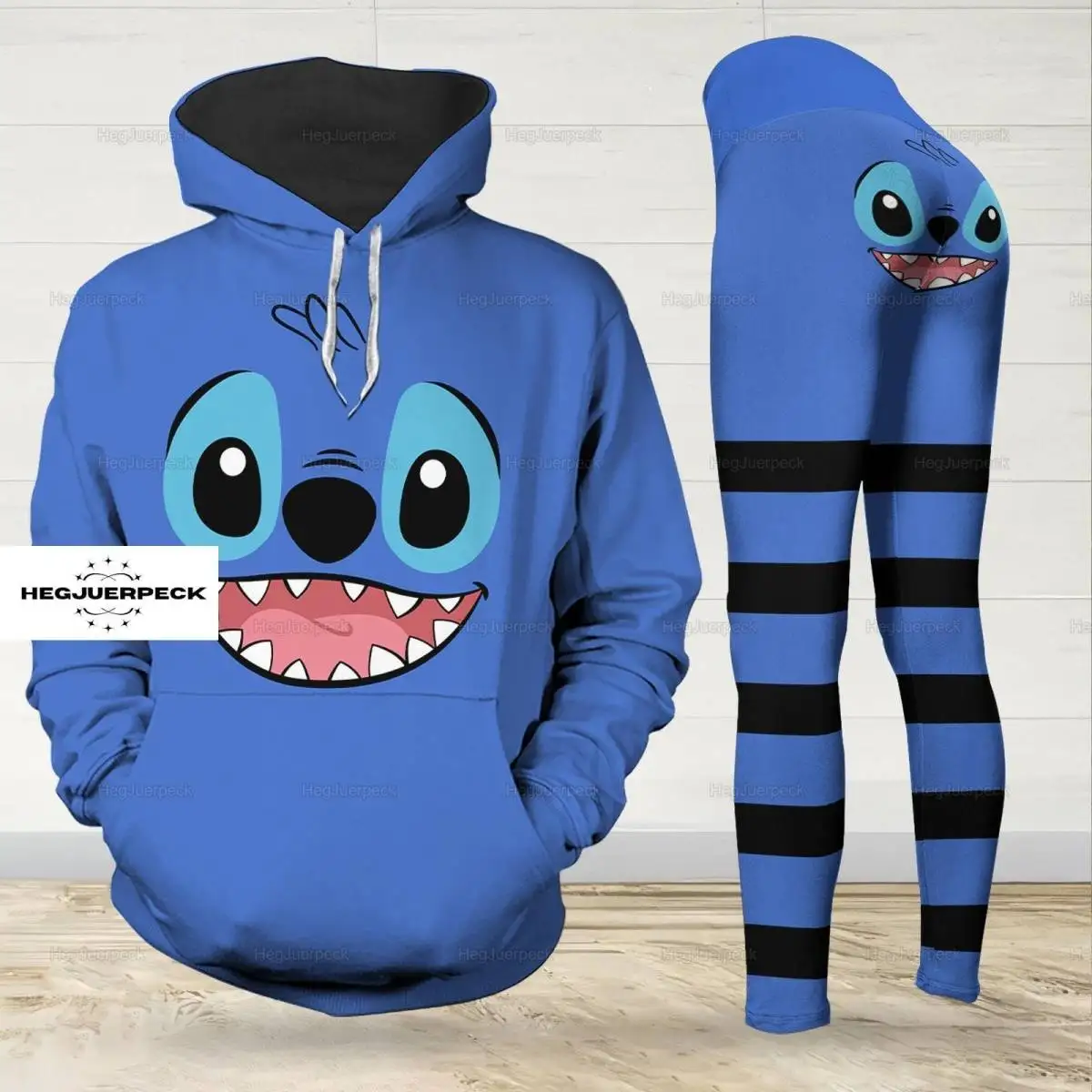 New Disney Stitch 3D Women's Hoodie and Leggings Suit Minnie Yoga Pants Sweatpants Fashion Sports Suit Women's Tracksuit Set