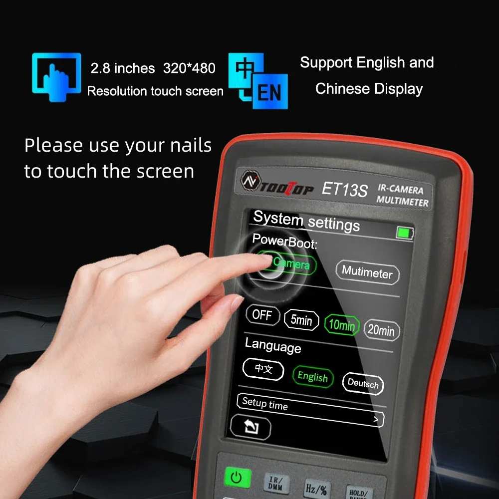 TOOLTOP ET13S 2in1 Thermal Imager Multimeter 2.8 Inch Touch Screen Circuit Car Inspection Infrared Thermal Imager Multimeter