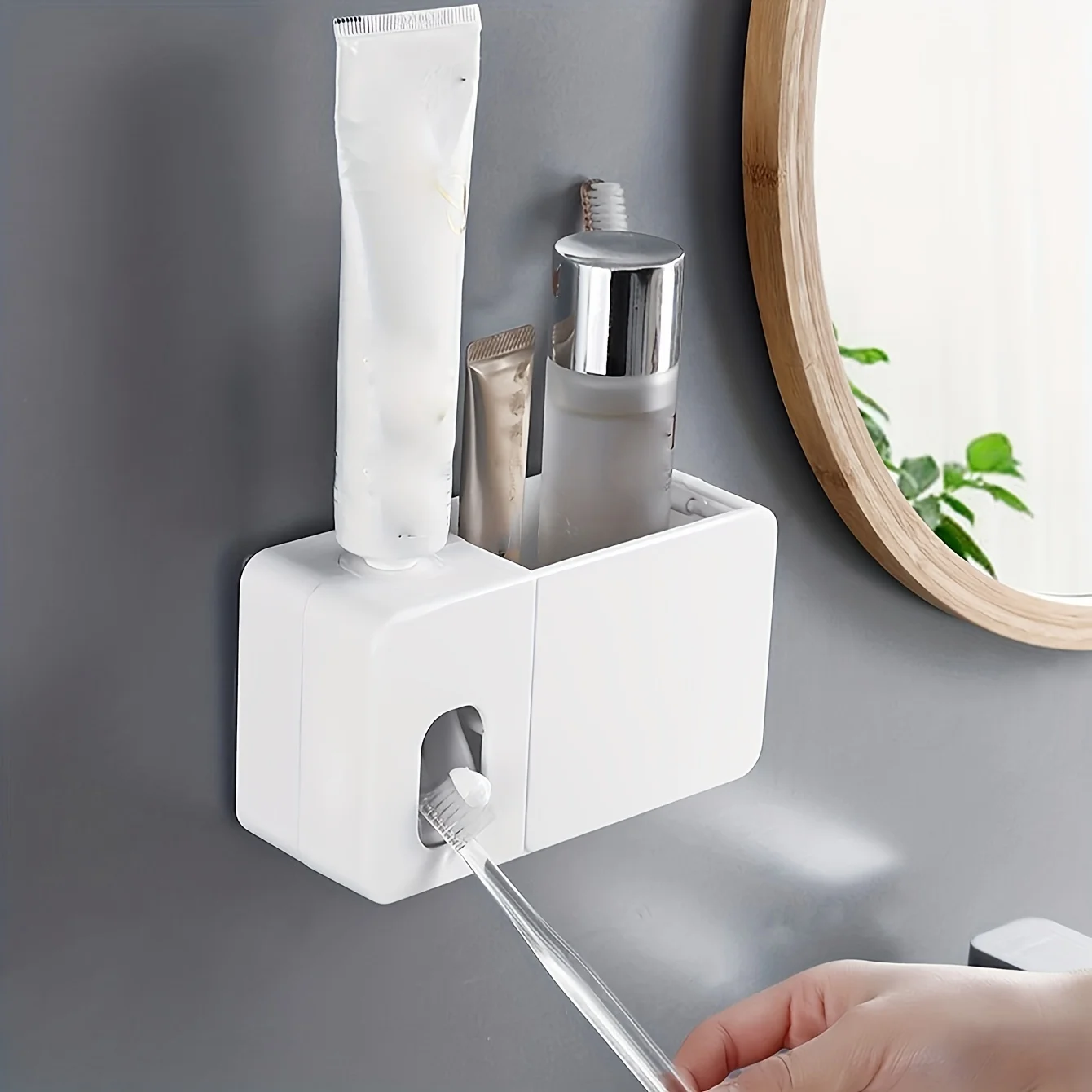 1pc-Upgrade your bathroom with this automatic toothpaste dispenser and wall mounted bracket!