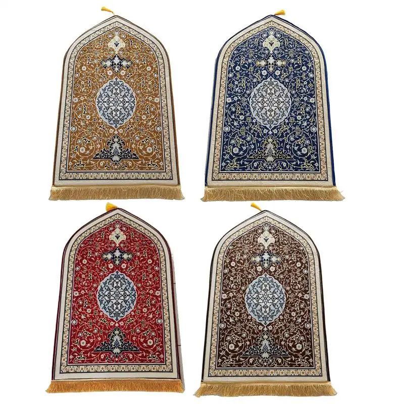 Prayer Mat Islamic Prayer Carpet Irregular Flannel Sponge Thickened Short Velvet Printed Soft Non-slip Floor Mat for Ramadan