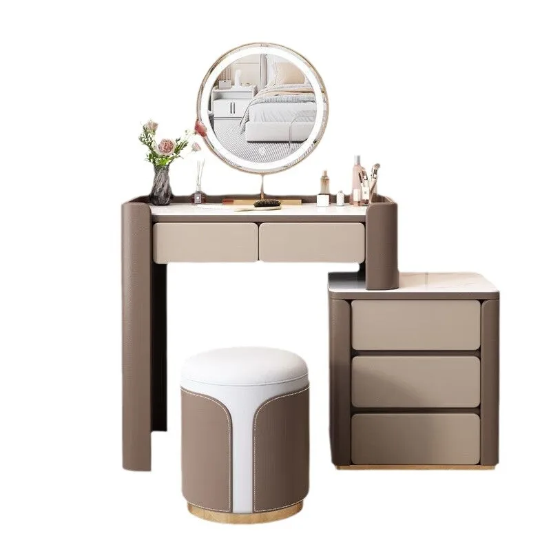 modern design light luxury solid wood dresser with lamp mirror bedroom locker dressing table