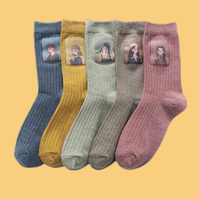 

5/10 Pairs New Women's Casual Socks Puppy Cute Girl Stacked Socks Autumn And Winter Style Internet Celebrity Socks