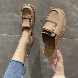 Beige Shoes For Women 2025 Summer Outside Mules Job Sandals Woman Slippers Slides Low Heel Easy Wears I Top Designs Luxury