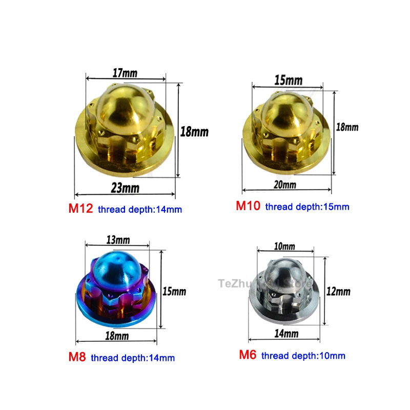 1Pcs Titanium alloy fancy cap closed Flange Acorn nuts M6 M8 M10 M12 motorcycle and car modification nut