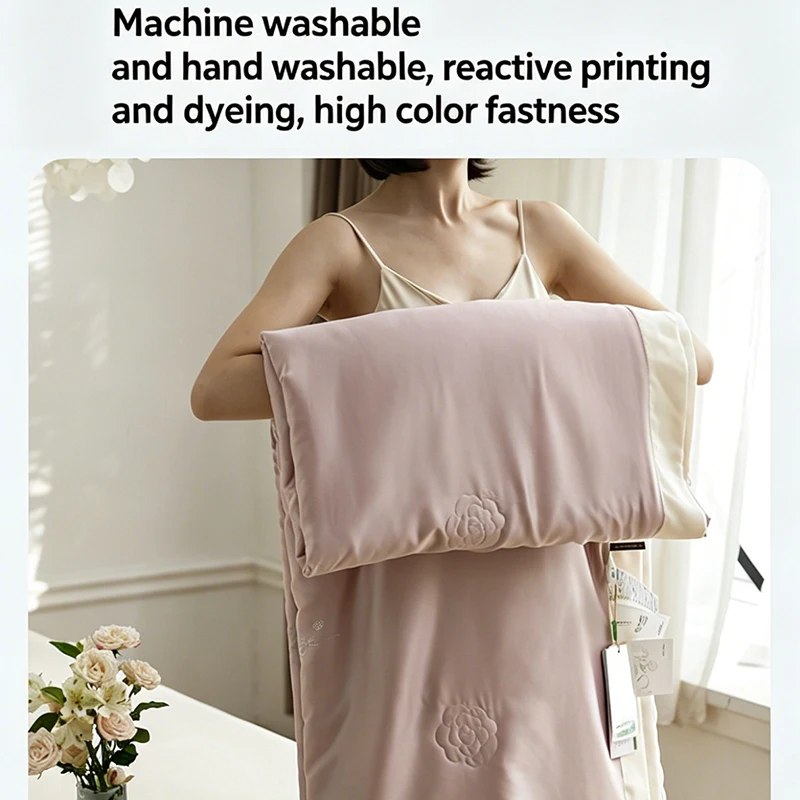 100% Lyocell Tencel Summer Cool Quilt 20% Mulberry Silk Cooling Comforter Hotel Travel Air Conditioning Quilts Machine Washable