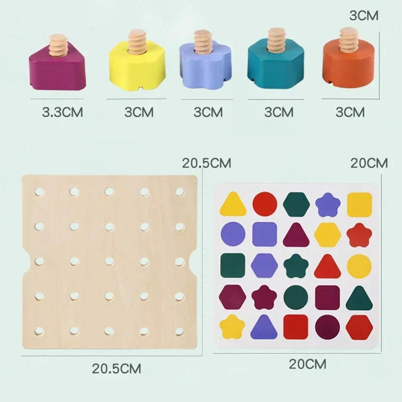 Kinder Holz Schraube Mutter Demontage Farbe Form Passenden Bausteine Spiel Montessori Pädagogisches Spielzeug Geschenk für Jungen