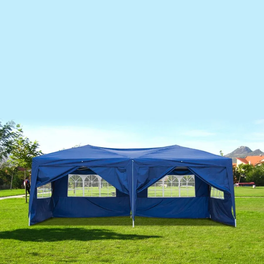 20''x10'' 3 x 6m cuatro ventanas práctica tienda plegable impermeable azul XH