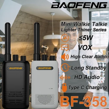 Baofeng BF-358 Mini el telsizi USB hızlı şarj çakmak ince serisi alıcı verici UHF 400-480Mhz iki yönlü Ham radyolar