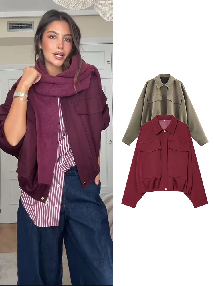 

Женское элегантное пальто с длинным рукавом на молнии, куртка-бомбер, модная женская повседневная однотонная офисная женская плиссированная свободная верхняя одежда, новинка весны