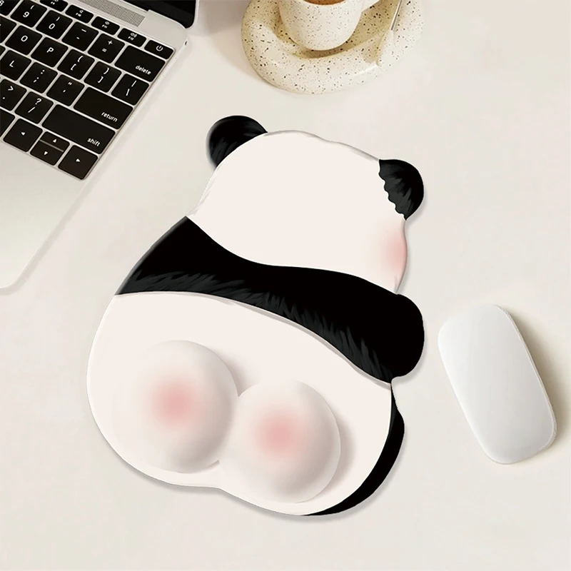 Pink Panda Mouse Pad Silicone Wrist Cute Non Slip Computer Office Mouse Mat Desk Decor Supplies