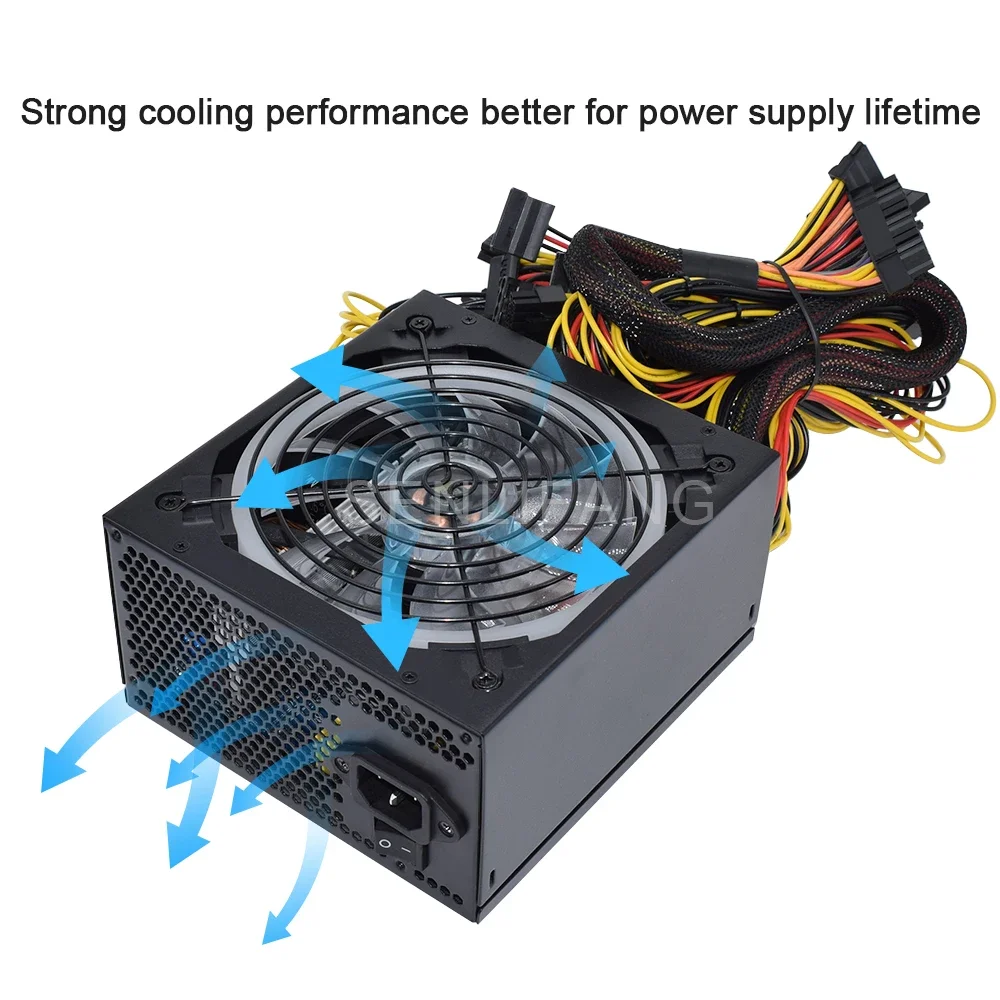 ATX 2000W Dll RVN Catu Daya Pertambangan BTC Miner Warna-warni Mendukung 8 Kartu Grafis Kelas Atas GPU untuk PC PSU 180-240V