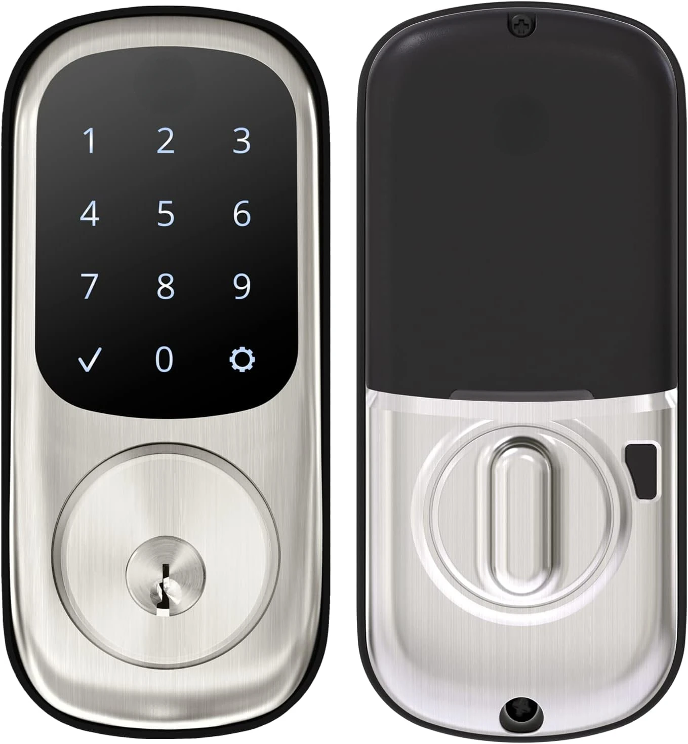 Satin Nickel Assure Lock with Wi-Fi Connected Touchscreen, Smart Entry Door Lock with Digital Electronic Keypad and Back Up Key