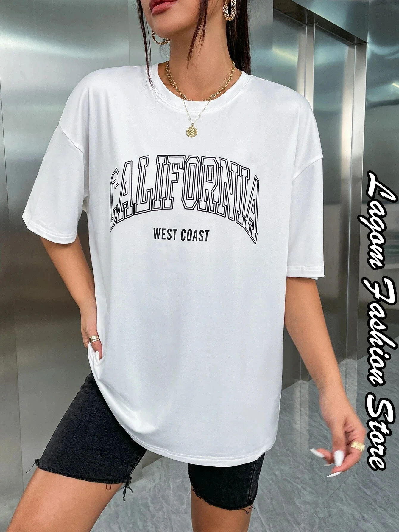 California West Coast T-Shirt Summer Women Vintage Cotton O-Neck Tops Tees Fashion Letter Clothing Female Casual Streetwear