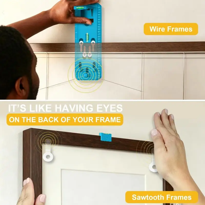 Picture Hanging Kit Waterproof Blue Level Attached Hanging Tool for Balcony Outdoor Photo Frame Display