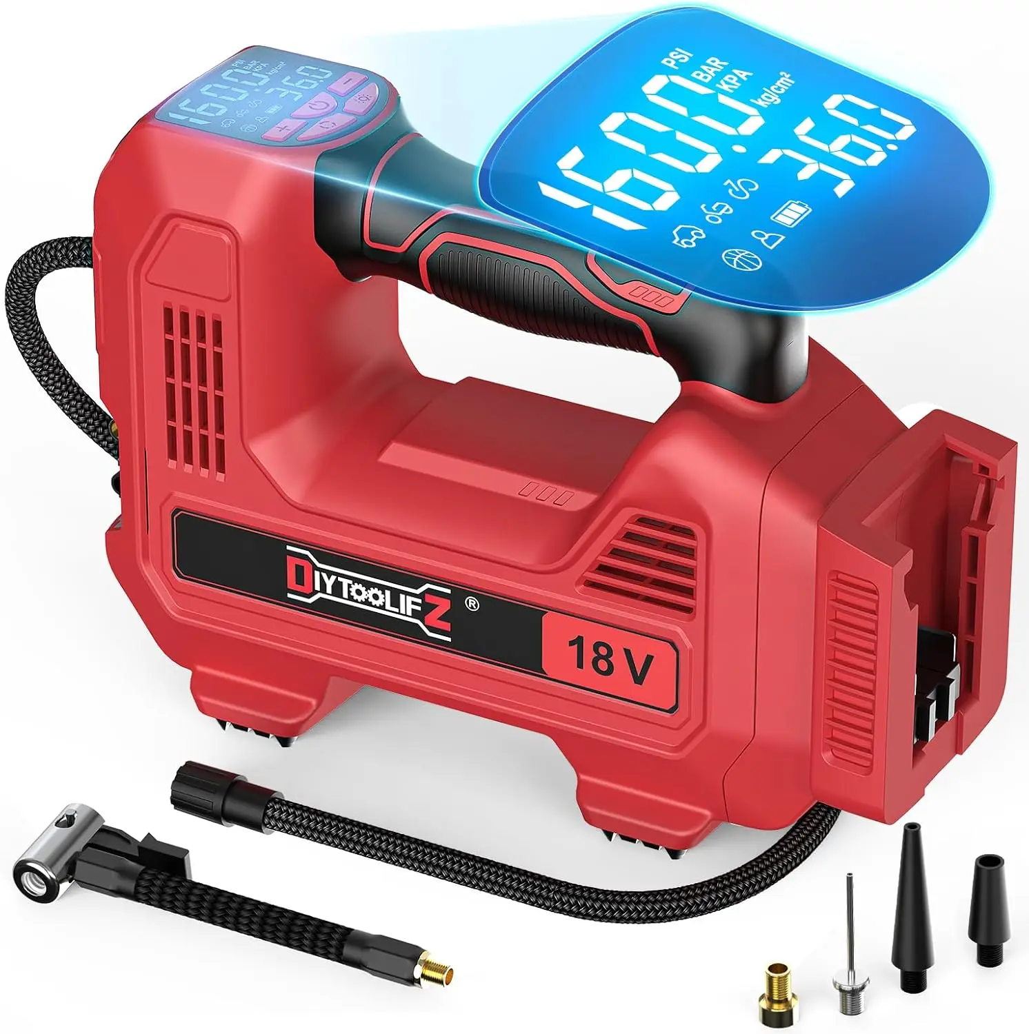 

160PSI Cordless Tire Inflator with Auto Shut-Off, LED Light, Digital Gauge for Cars Bikes