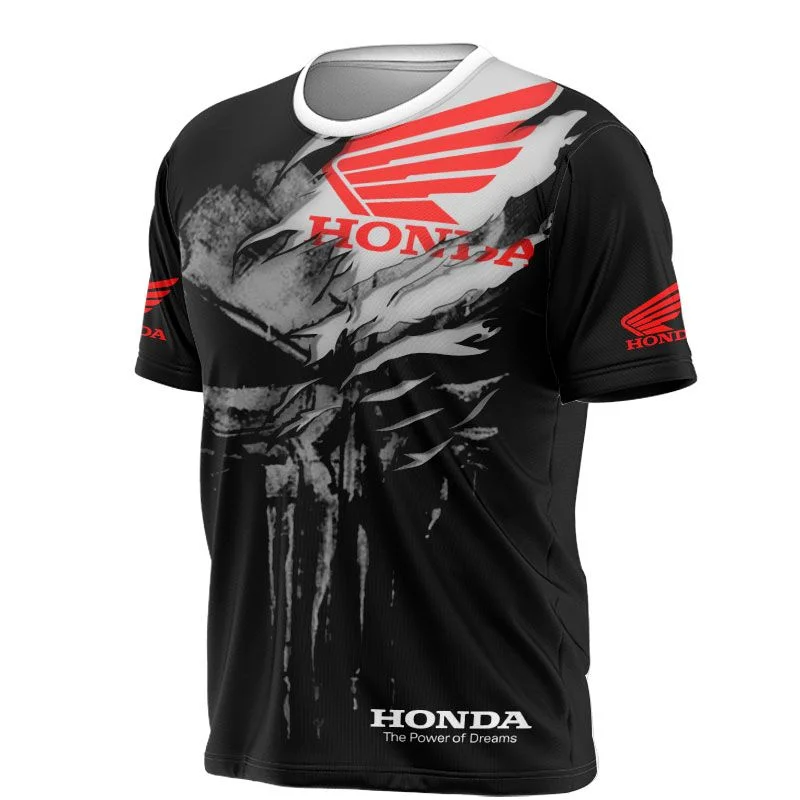 

Honda Quick Dry Racing Men Skull Print Motorcycle Biker Jersey Sportswear Short Sleeve Lightweight Outdoor T-shirt