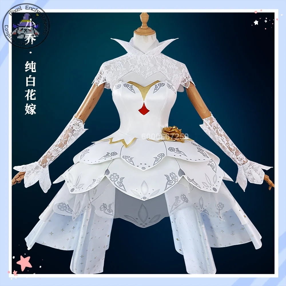 

Honor of Kings Xiaoqiao Crystal Rose Skin Cosplay Costume Two-dimensional Anime-style Games White Exquisite Dress Role-playing