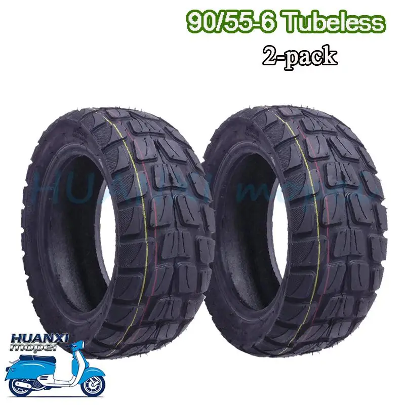 

90/55-6 Electric Scooter Tubeless Tire High Traction Anti-Skid Vacuum Tyre Durable Replacement for Ninebot Kugoo Speedway Inokim Scooter 2-pack