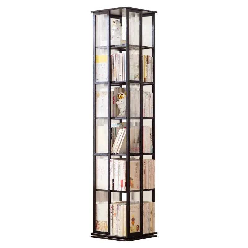 

Bookcase living room simple floor shelf rotating bookshelf 360 degree storage cabinet