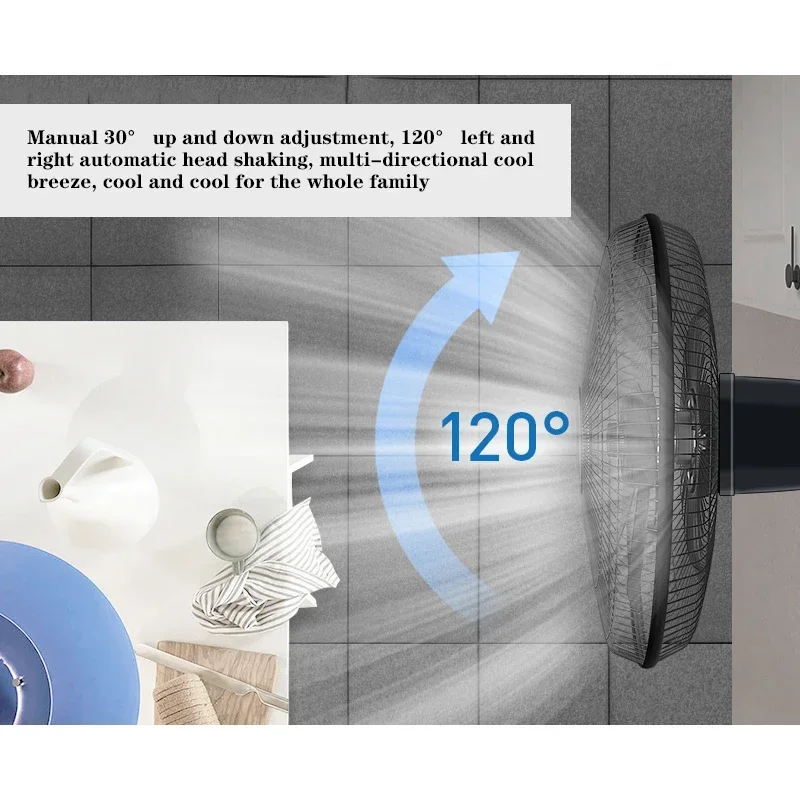 مروحة كهربائية مثبتة على الحائط موفرة للطاقة ، مروحة منزلية ، نسخة ميكانيكية ، إصدار ذكي ، 3 سرقات رياح قابلة للتعديل ، 16 بوصة