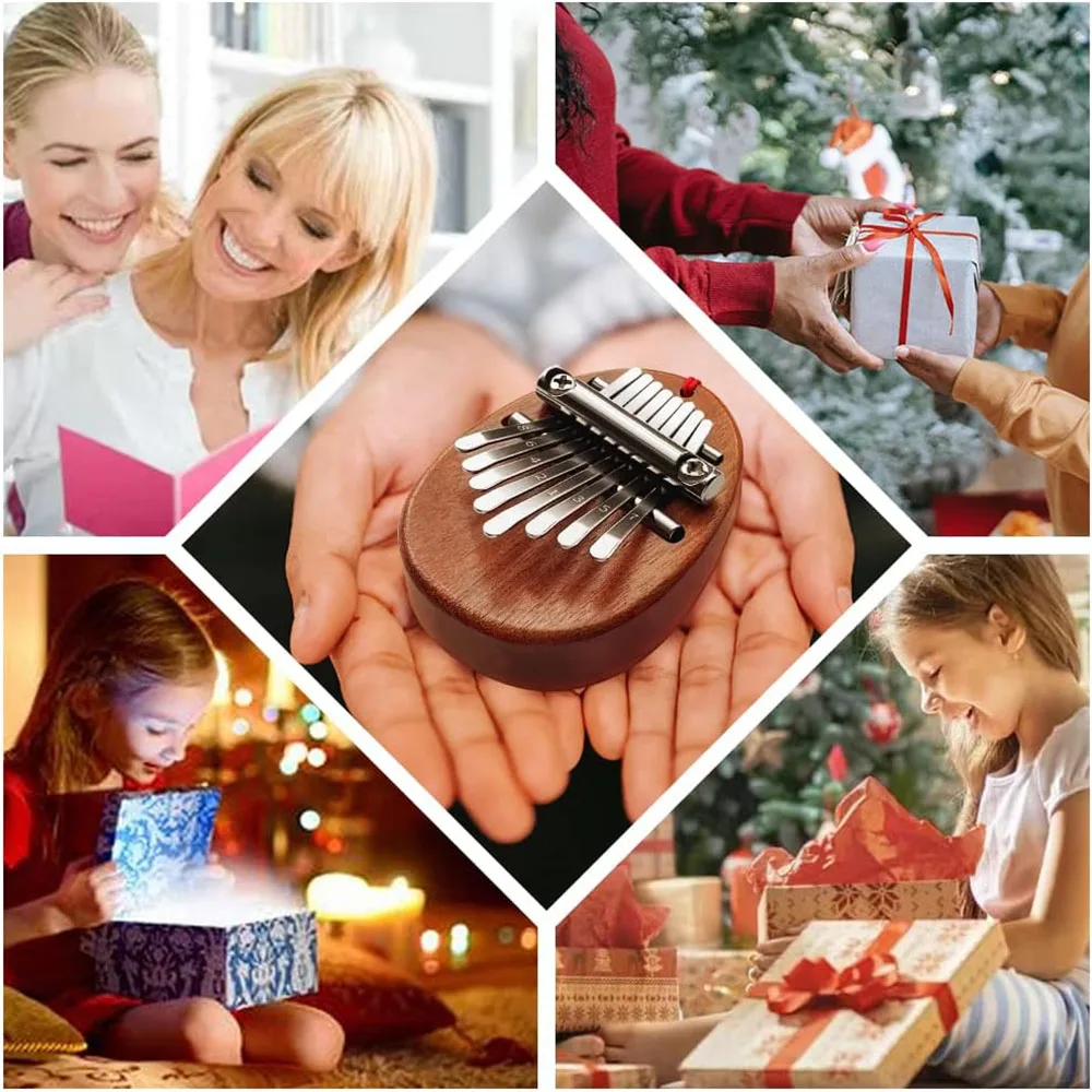 Portable Solid Wood 8 Key Mini Kalimba Exquisite Finger Thumb Piano Musical Good Accessory Pendant Christmas Gift - view 4