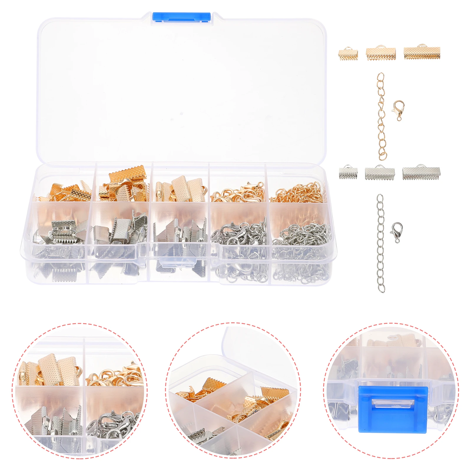 

230 Pcs Dragon Claw Buckle Lobster Clasp Set Stainless Steel DIY Jewelry Craft Tools Bracelet Necklace Accessories Storage Box