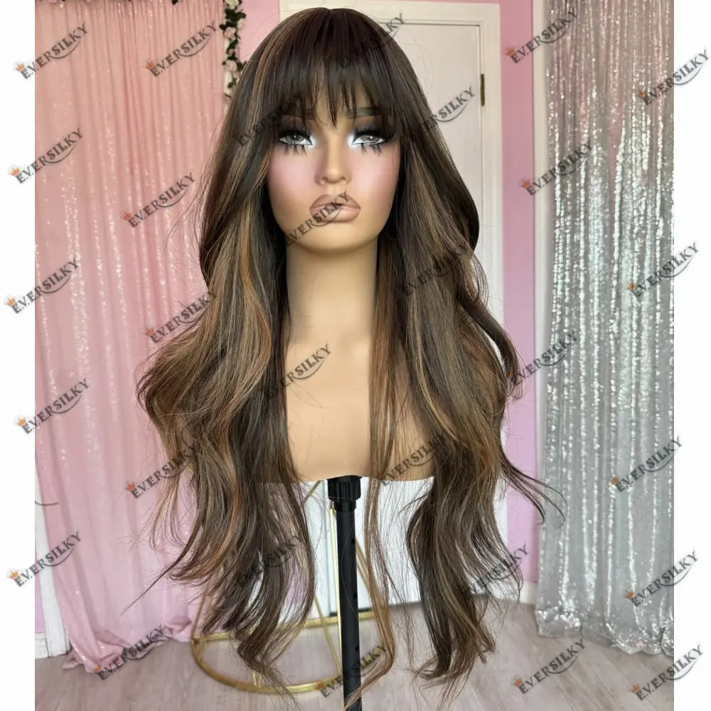 

Brown Highlight Honey Blonde Human Hair13X6 Lace Front Wig Loose Wavy Brazilian 360 Lace Frontal Wigs For Women Pre Plucked