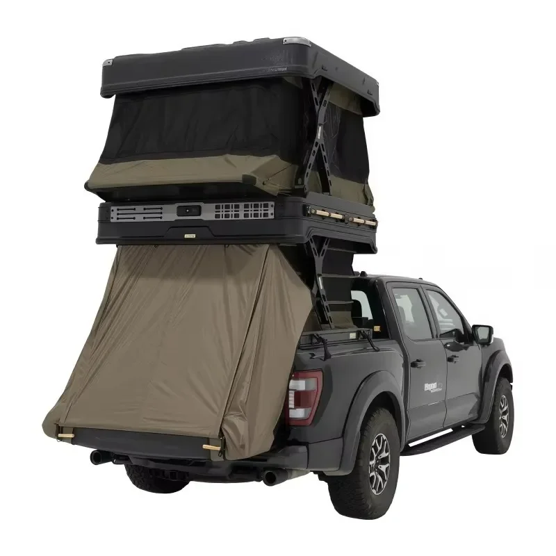 Pickup Truck Bed 4-6Person Camping Tent with Rear Awning Campervan Auto Remote Control Setup Pickup Tent for F150 Ranger